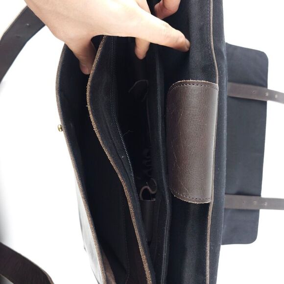 RIFT AFRICA Genuine Leather Crossbody Messenger Bag Laptop Computer Dark Brown - Picture 13 of 14